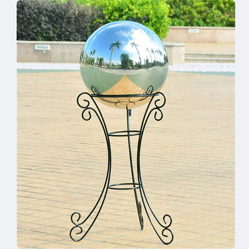 HomDSim 8 inch Gazing Globe Mirror Ball Polished Reflective Smooth Garden Ball Sphere Colorful and Shiny Addition to Any Garden or Home Decoration Silver Stainless Steel - Image 3